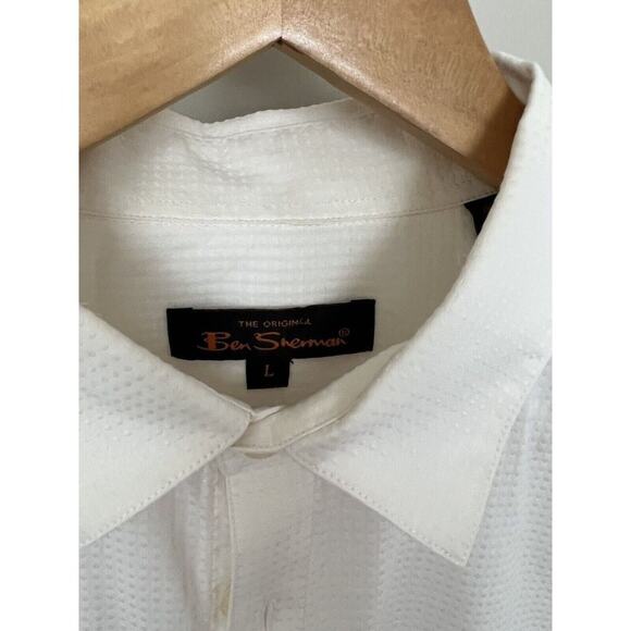 Ben Sherman Mens White Long Sleeve Button Down Shirt, Size L - Picture 3 of 5